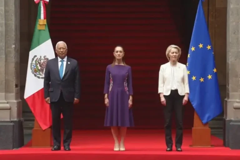 Sheinbaum recibe en Palacio Nacional a Ursula von der Leyen; firmará acuerdo con UE